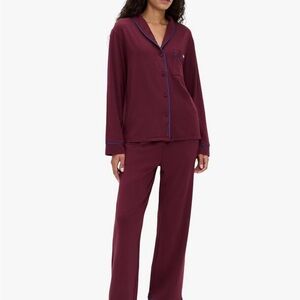 Lunya Slumberknit shawl collar button down pant set